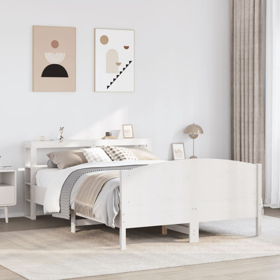 vidaXL Bedframe zonder matras massief grenenhout wit 120x200 cm afbeelding 1