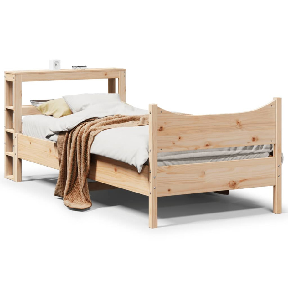 vidaXL Bedframe met hoofdbord massief grenenhout 75x190 cm afbeelding 1