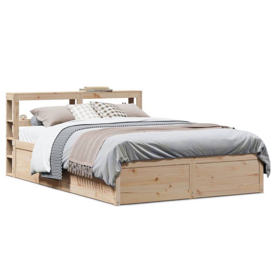 vidaXL Bedframe met hoofdbord massief grenenhout 120x190 cm afbeelding 1