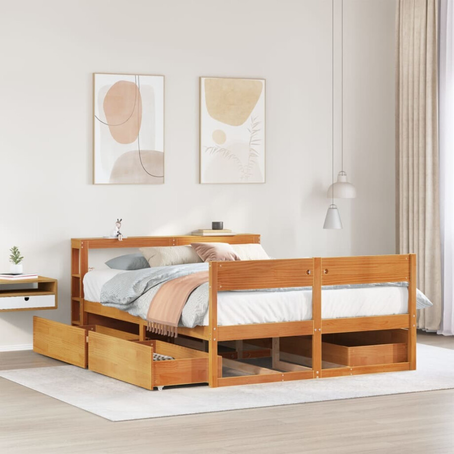 vidaXL Bedframe zonder matras massief grenenhout wasbruin 120x200 cm vidaXL Bedframe zonder matras massief grenenhout wasbruin 120x200 cm afbeelding 1