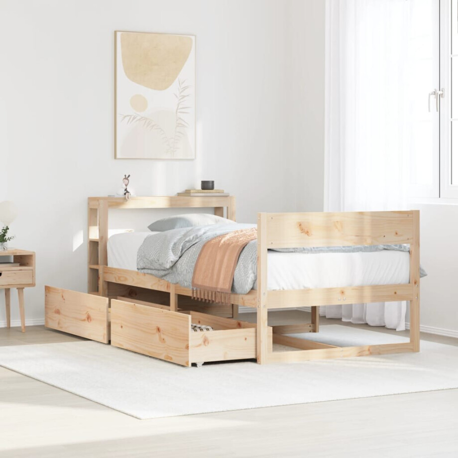 vidaXL Bedframe zonder matras massief grenenhout 90x200 cm afbeelding 1