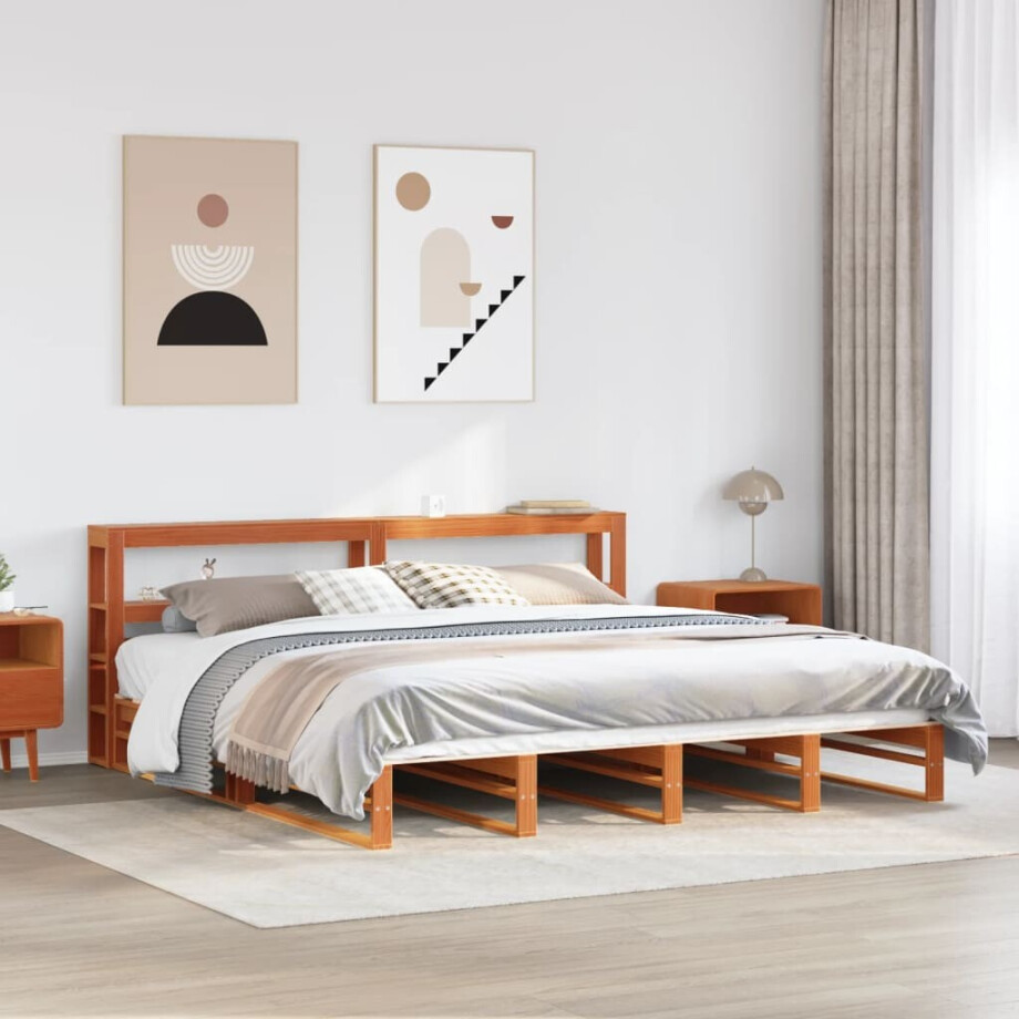 vidaXL Bedframe zonder matras massief grenenhout wasbruin 180x200 cm afbeelding 1