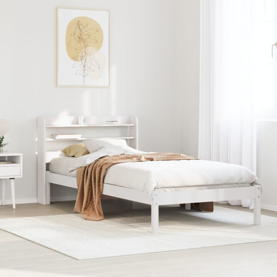 vidaXL Bedframe zonder matras massief grenenhout wit 90x200 cm vidaXL Bedframe zonder matras massief grenenhout wit 90x200 cm afbeelding 1