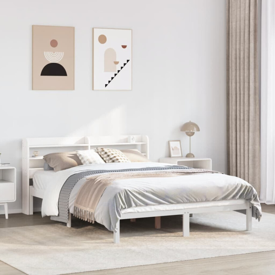 vidaXL Bedframe zonder matras massief grenenhout wit 120x200 cm afbeelding 1
