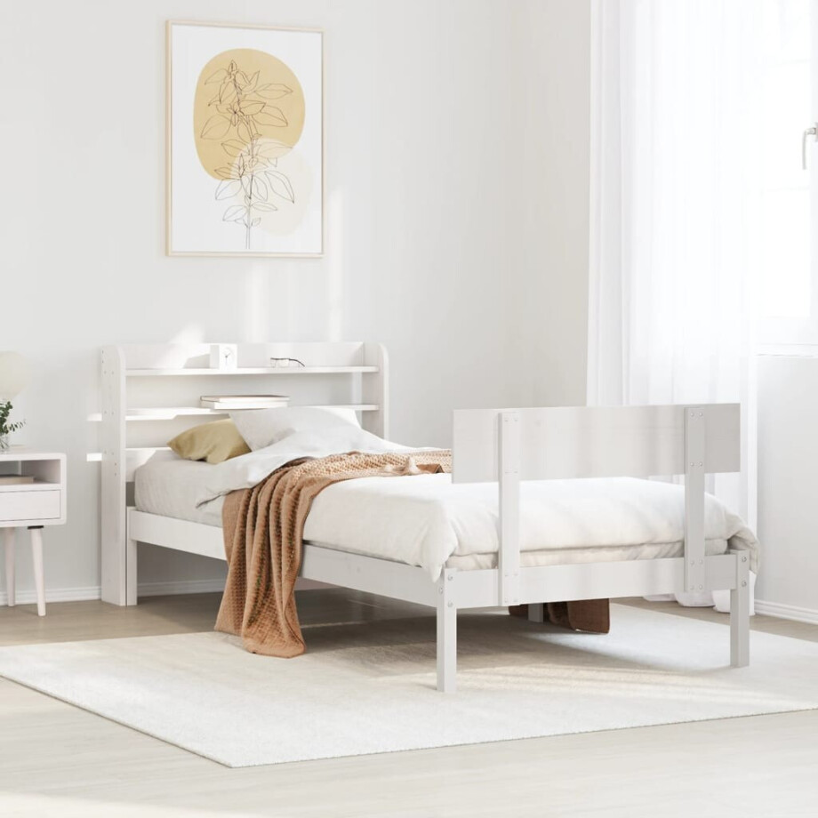 vidaXL Bedframe zonder matras massief grenenhout wit 75x190 cm vidaXL Bedframe zonder matras massief grenenhout wit 75x190 cm afbeelding 1