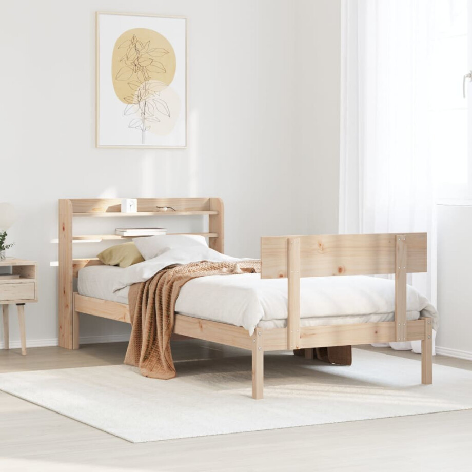 vidaXL Bedframe zonder matras massief grenenhout 90x200 cm afbeelding 1