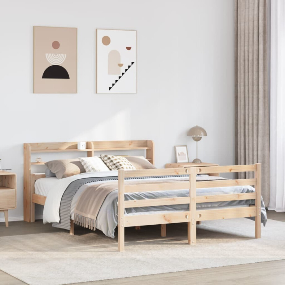 vidaXL Bedframe met hoofdbord massief grenenhout 150x200 cm vidaXL Bedframe met hoofdbord massief grenenhout 150x200 cm afbeelding 1