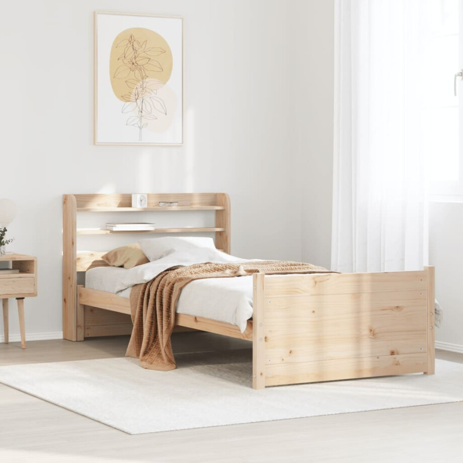 vidaXL Bedframe met hoofdbord massief grenenhout 75x190 cm vidaXL Bedframe met hoofdbord massief grenenhout 75x190 cm afbeelding 1
