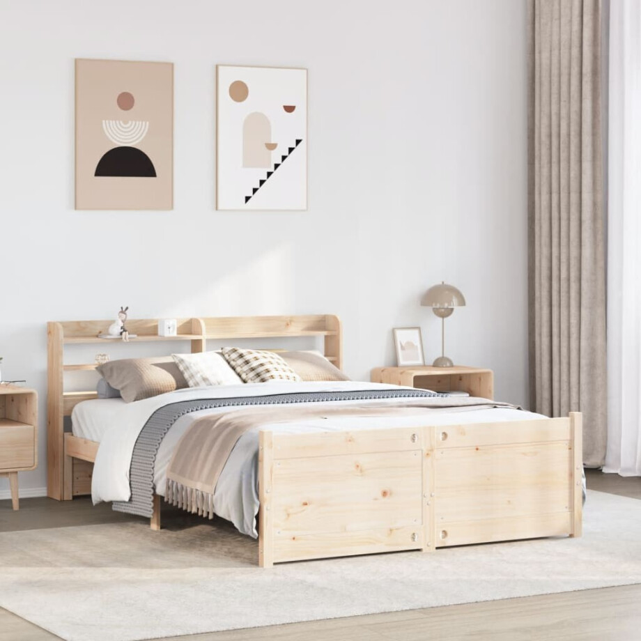 vidaXL Bedframe met hoofdbord massief grenenhout 150x200 cm vidaXL Bedframe met hoofdbord massief grenenhout 150x200 cm afbeelding 1