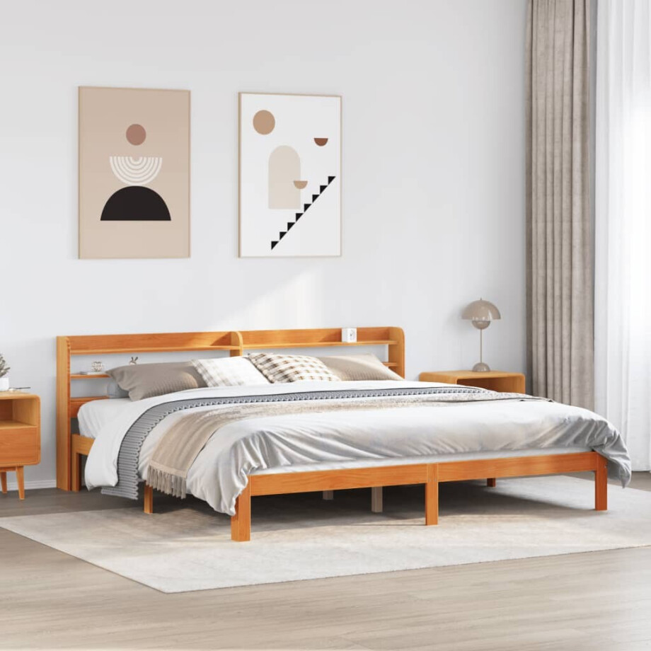 vidaXL Bedframe zonder matras massief grenenhout wasbruin 180x200 cm vidaXL Bedframe zonder matras massief grenenhout wasbruin 180x200 cm afbeelding 1