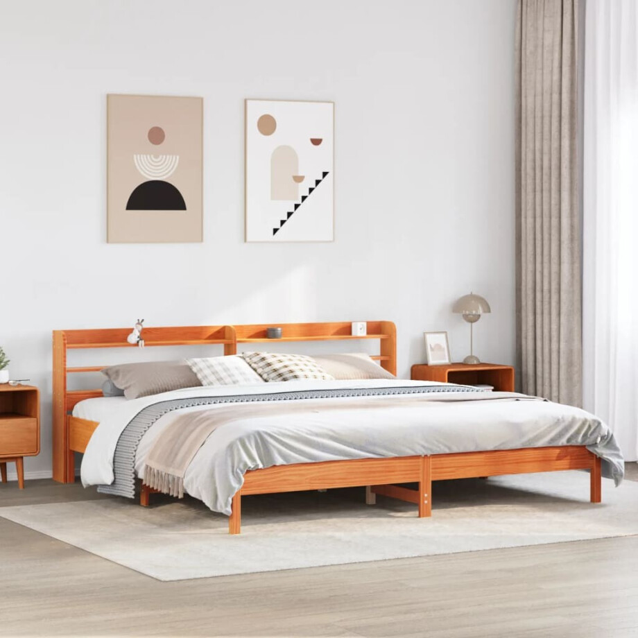 vidaXL Bedframe zonder matras massief grenenhout wasbruin 180x200 cm afbeelding 1