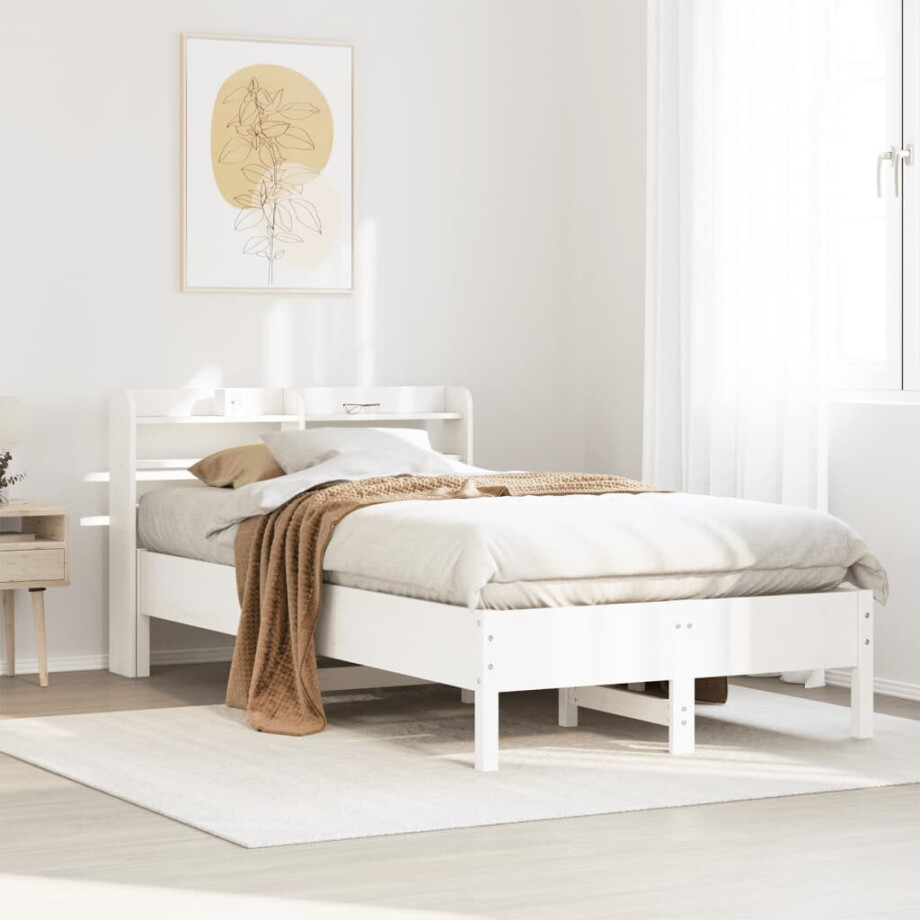 vidaXL Bedframe zonder matras massief grenenhout wit 75x190 cm vidaXL Bedframe zonder matras massief grenenhout wit 75x190 cm afbeelding 1