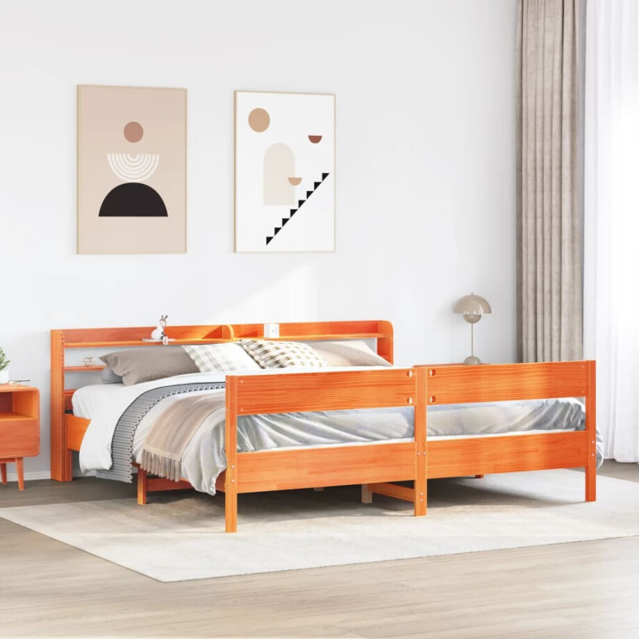 vidaXL Bedframe zonder matras massief grenenhout wasbruin 180x200 cm vidaXL Bedframe zonder matras massief grenenhout wasbruin 180x200 cm afbeelding 1