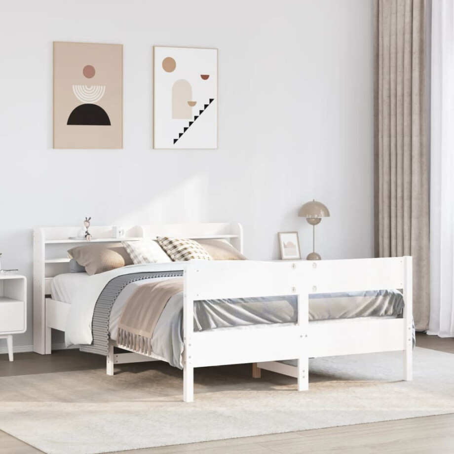 vidaXL Bedframe zonder matras massief grenenhout wit 160x200 cm vidaXL Bedframe zonder matras massief grenenhout wit 160x200 cm afbeelding 1
