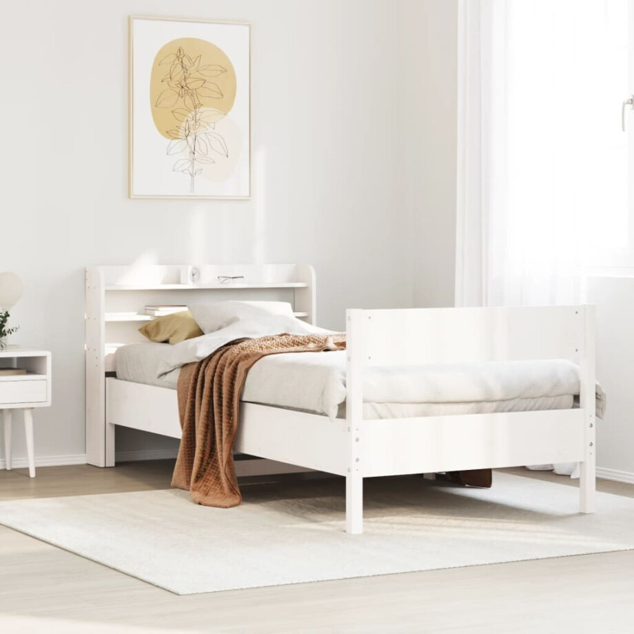vidaXL Bedframe zonder matras massief grenenhout wit 75x190 cm vidaXL Bedframe zonder matras massief grenenhout wit 75x190 cm afbeelding 1
