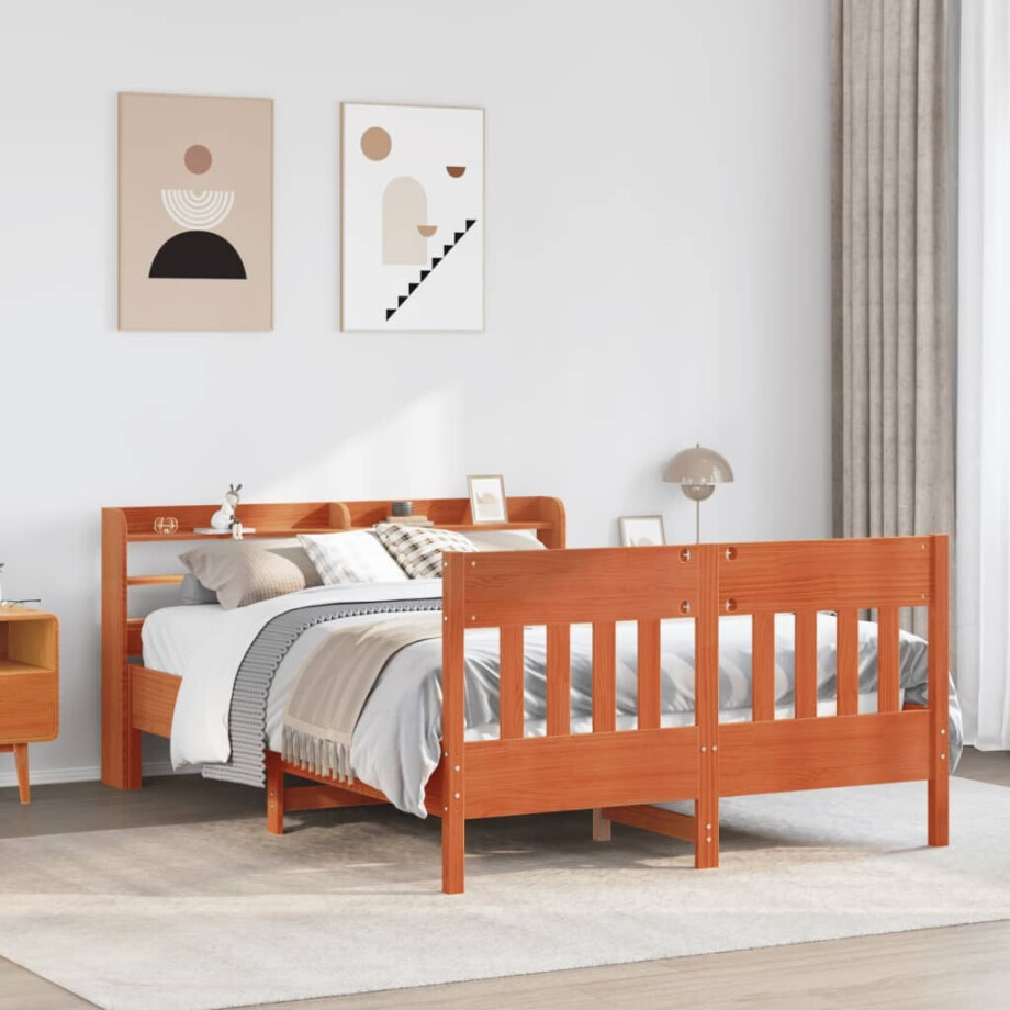 vidaXL Bedframe zonder matras massief grenenhout wasbruin 120x200 cm vidaXL Bedframe zonder matras massief grenenhout wasbruin 120x200 cm afbeelding 1