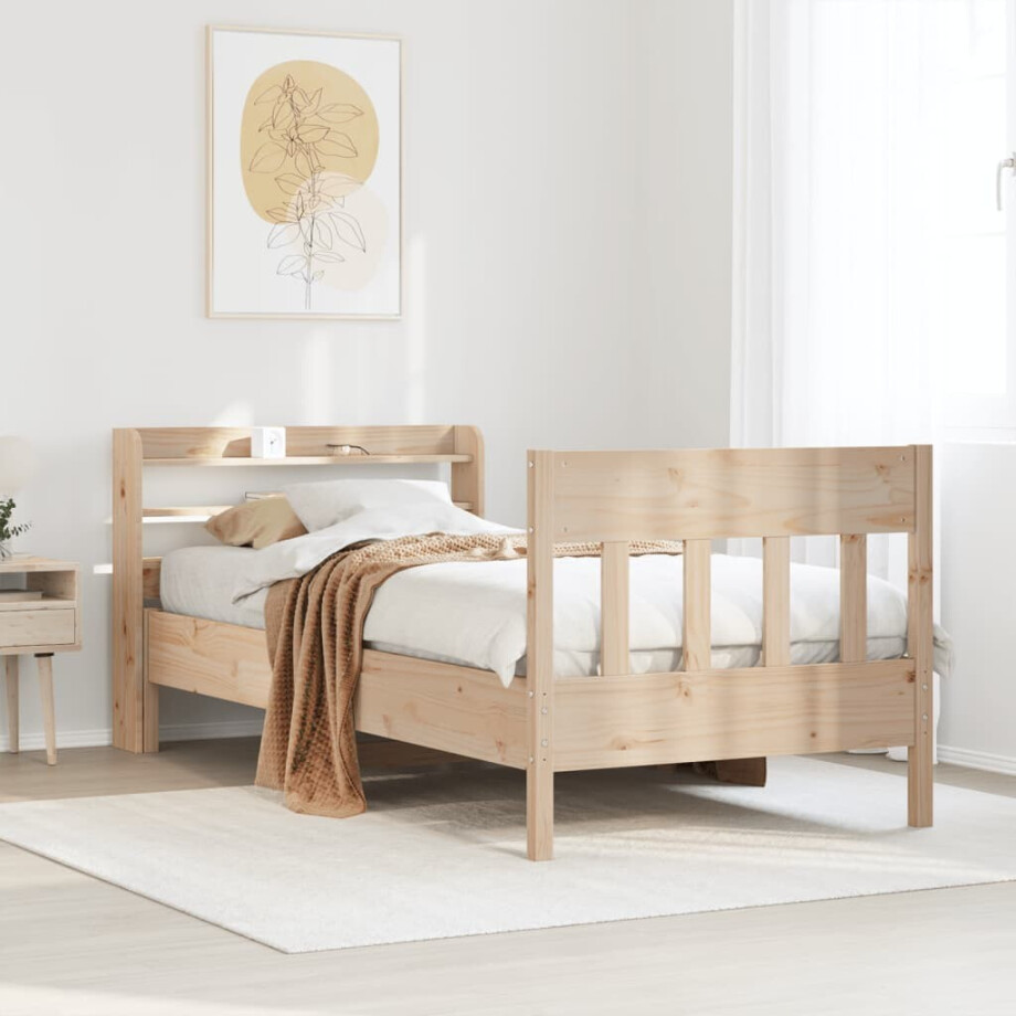 vidaXL Bedframe zonder matras massief grenenhout 90x200 cm afbeelding 1