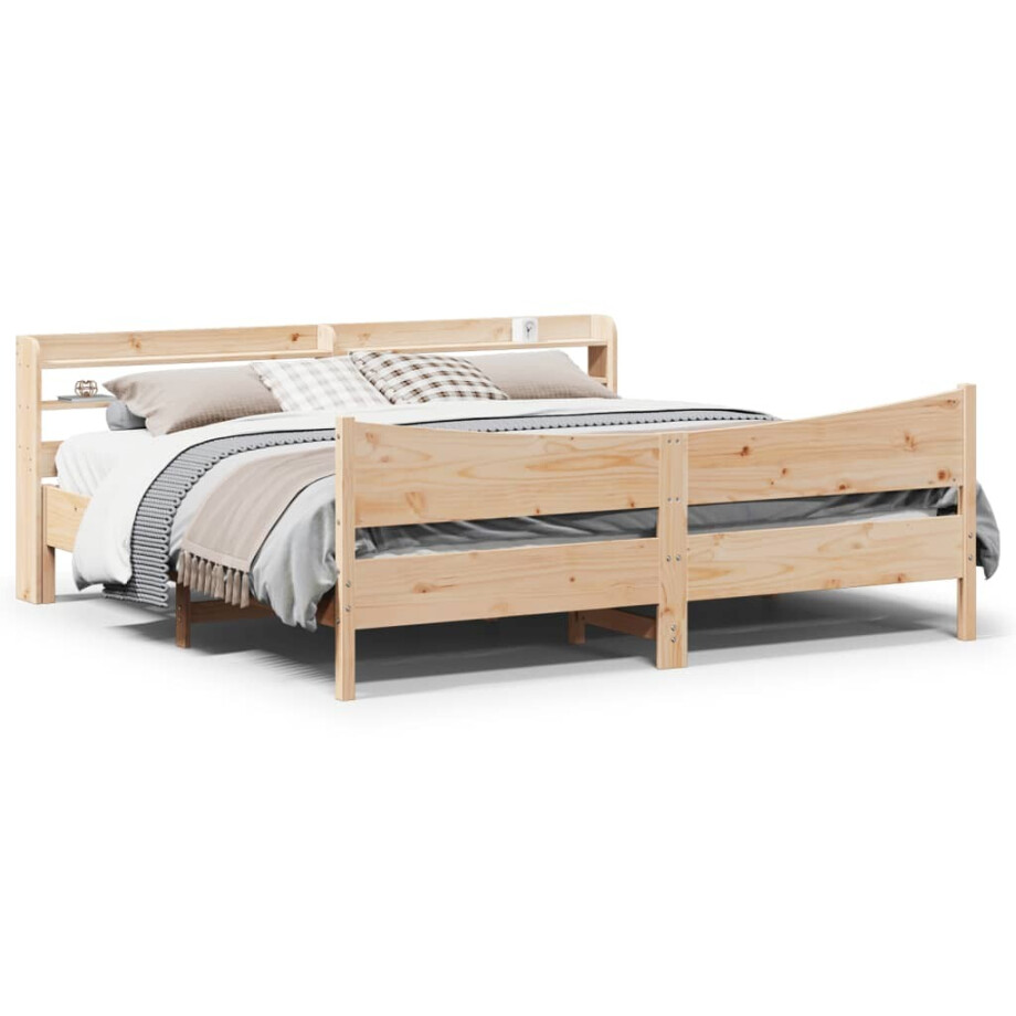 vidaXL Bedframe met hoofdbord massief grenenhout 200x200 cm vidaXL Bedframe met hoofdbord massief grenenhout 200x200 cm afbeelding 1