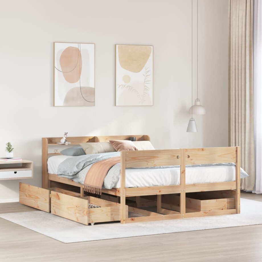 vidaXL Bedframe zonder matras massief grenenhout 150x200 cm vidaXL Bedframe zonder matras massief grenenhout 150x200 cm afbeelding 1