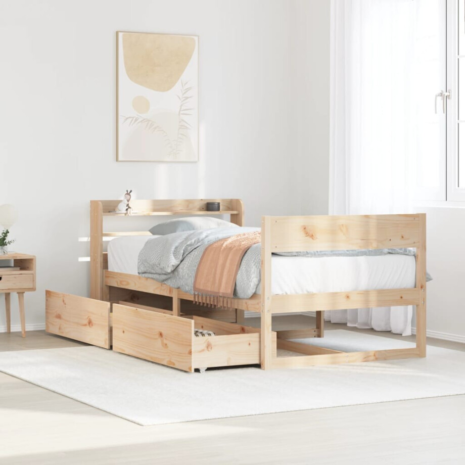 vidaXL Bedframe zonder matras massief grenenhout 90x200 cm afbeelding 1