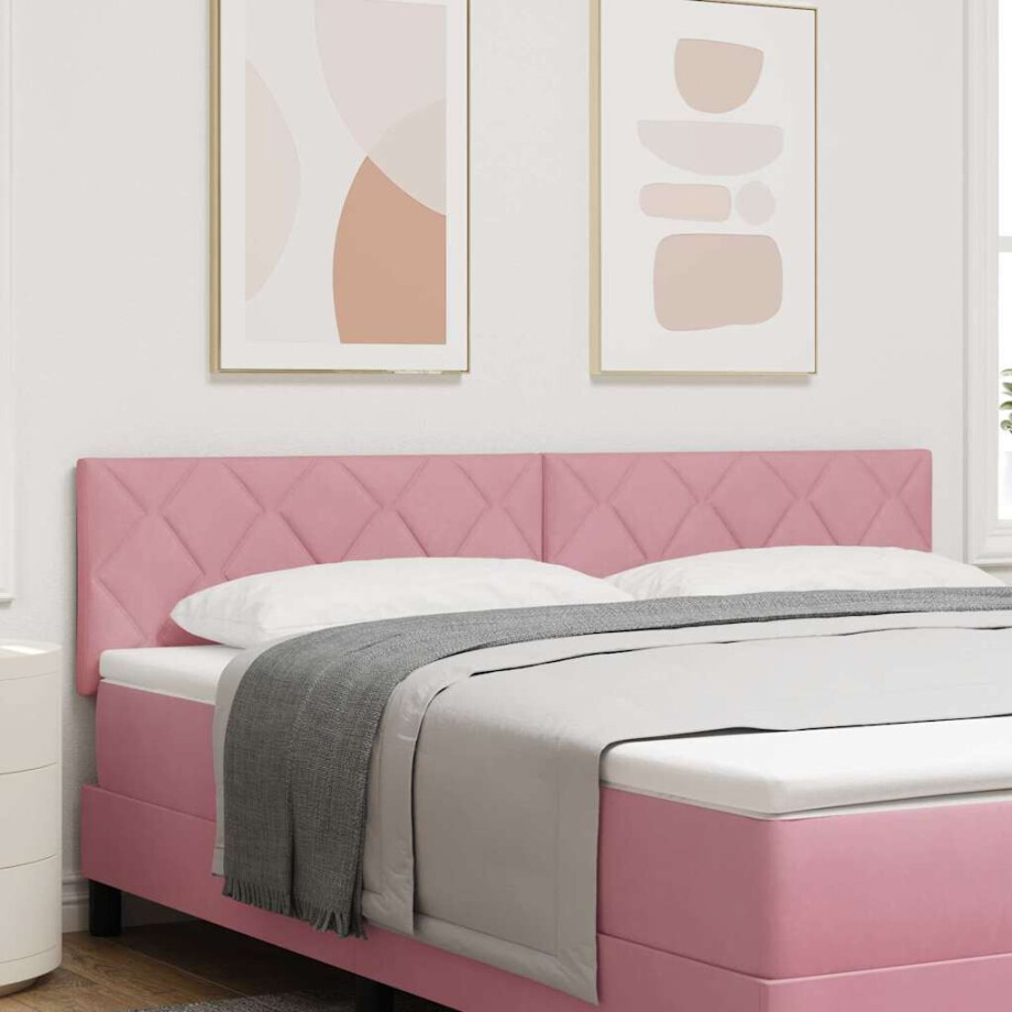vidaXL LED Hoofdbord Roze 180 cm Fluweel afbeelding 1