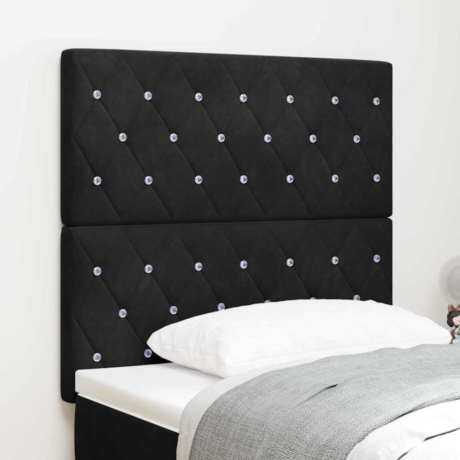 vidaXL LED Hoofdbord met LED-stripverlichting Zwart 100 cm Fluweel afbeelding 1