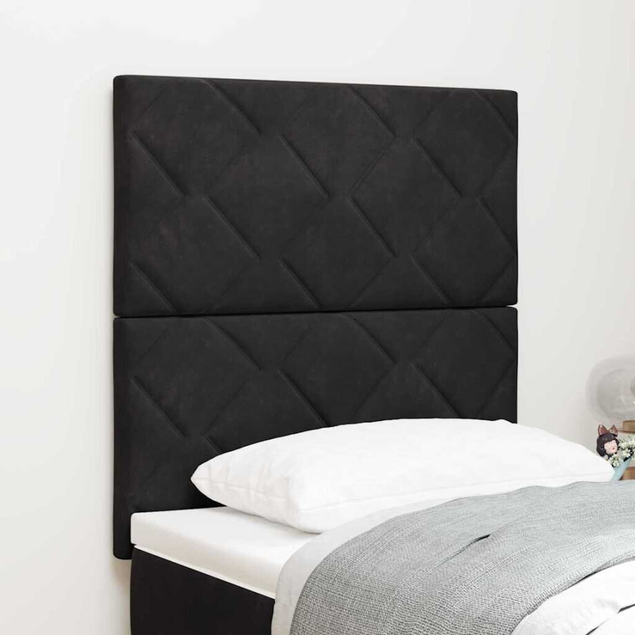 vidaXL LED Hoofdbord Zwart 80 cm Fluweel afbeelding 1
