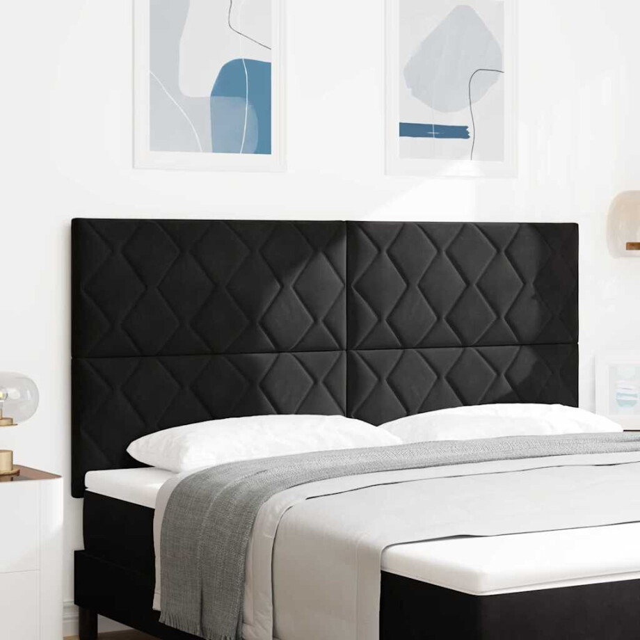 vidaXL LED Hoofdbord Zwart 180 cm Nep Leer afbeelding 1