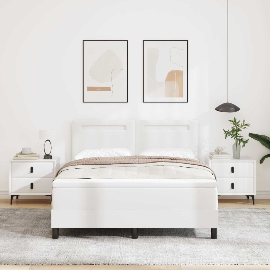 vidaXL Boxspringbed met matras Wit 140 x 200 cm Kunstleer vidaXL Boxspringbed met matras Wit 140 x 200 cm Kunstleer afbeelding 1