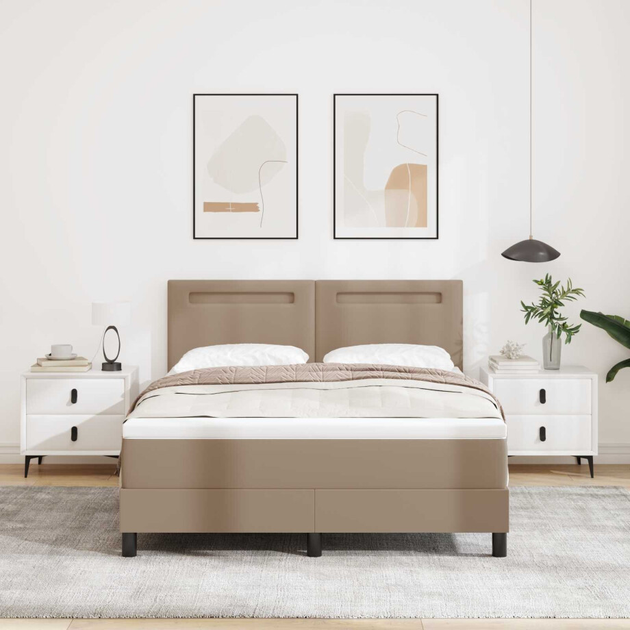 vidaXL Boxspringbed met matras Cappuccino 160 x 200 cm Kunstleer afbeelding 1