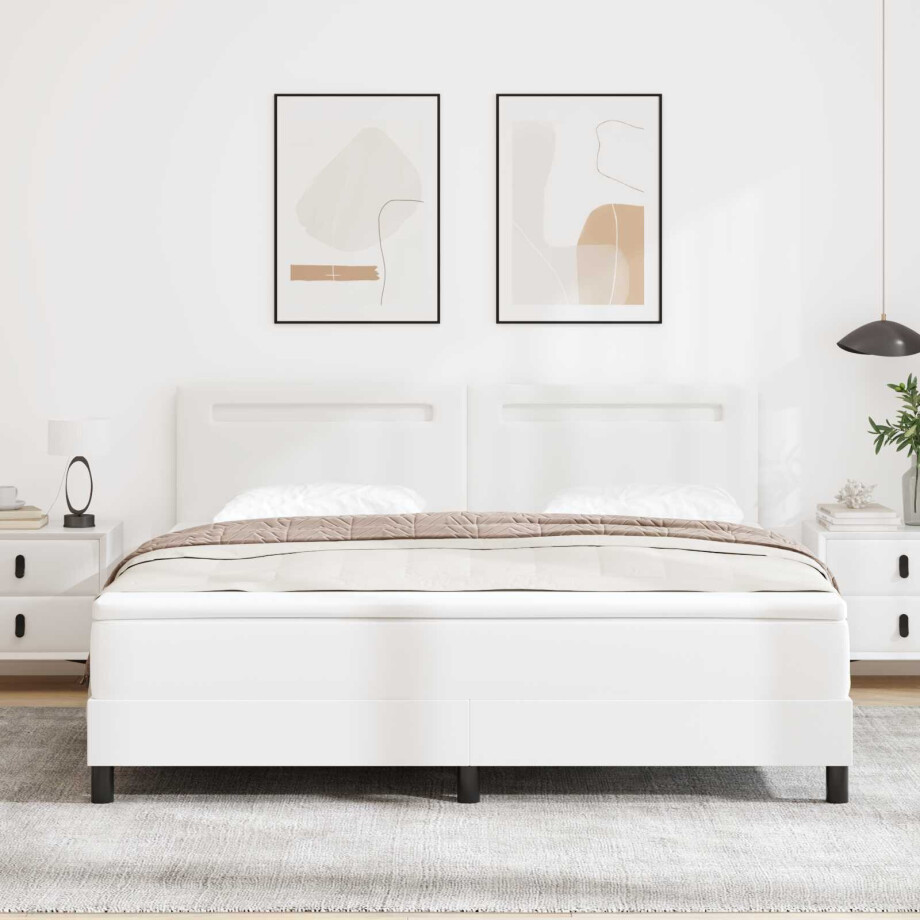 vidaXL Boxspringbed met matras Wit 180 x 200 cm Kunstleer vidaXL Boxspringbed met matras Wit 180 x 200 cm Kunstleer afbeelding 1