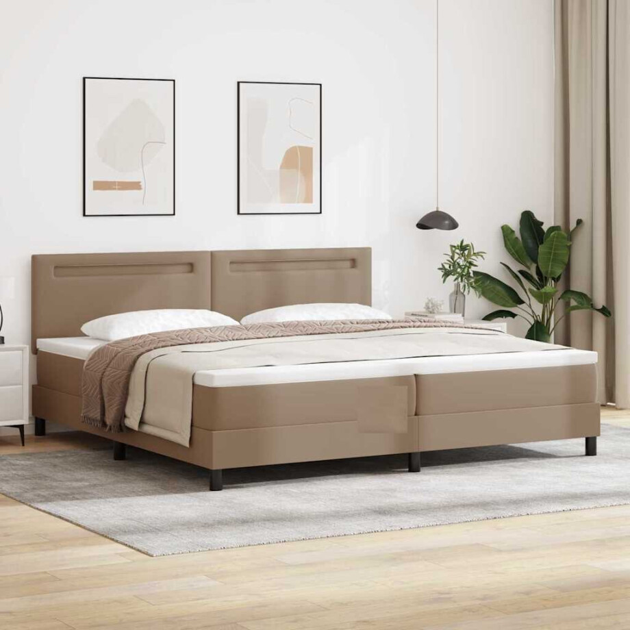 vidaXL Bedframe met matras Cappuccino 200 x 200 cm Kunstleer vidaXL Bedframe met matras Cappuccino 200 x 200 cm Kunstleer afbeelding 1