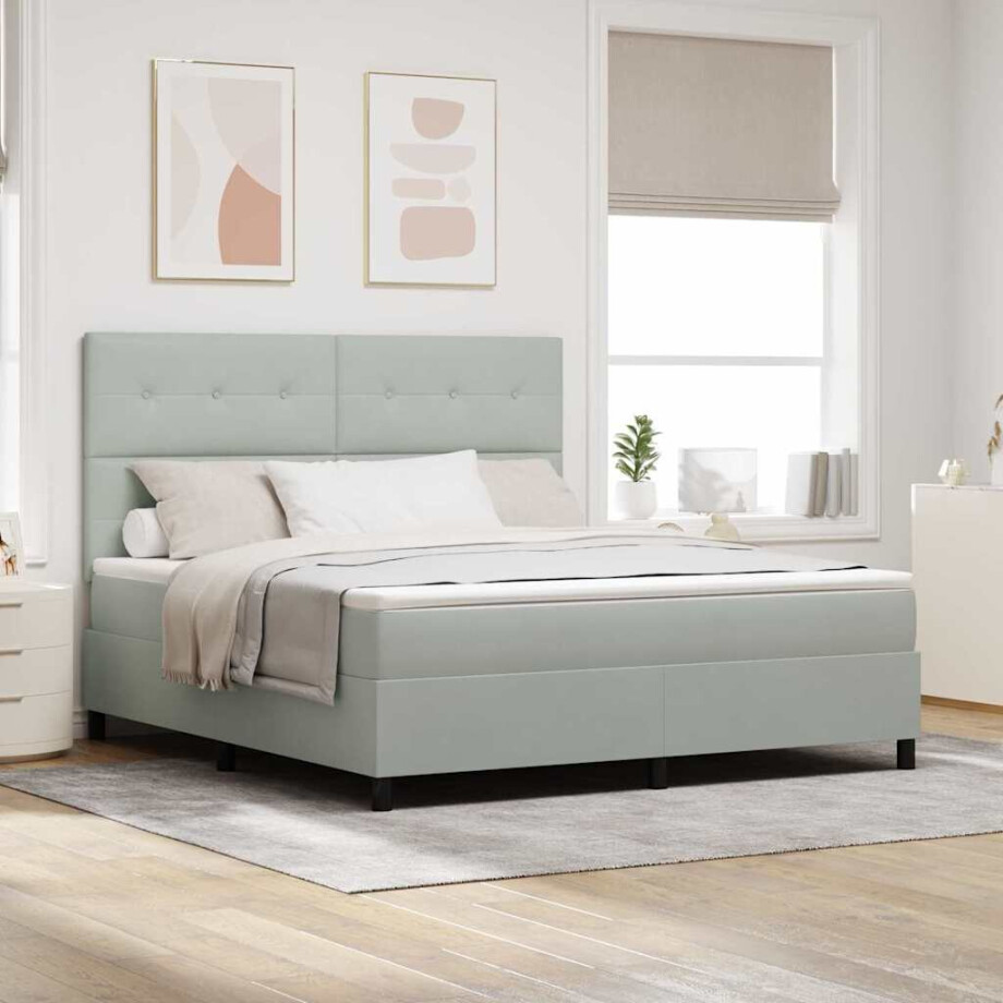 vidaXL Boxspringbed met matras Lichtgrijs 180 x 200 cm Fluweel vidaXL Boxspringbed met matras Lichtgrijs 180 x 200 cm Fluweel afbeelding 1