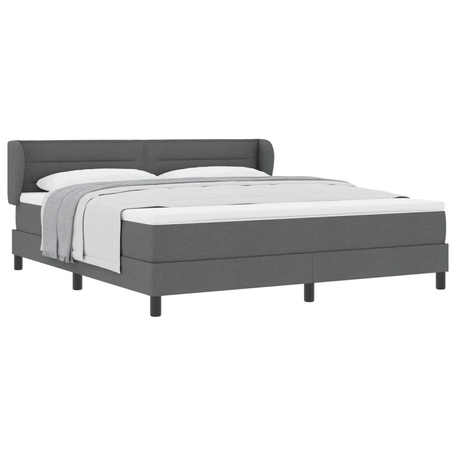 vidaXL Boxspringbed met matras Donkergrijs 180 x 200 cm Stof afbeelding 1