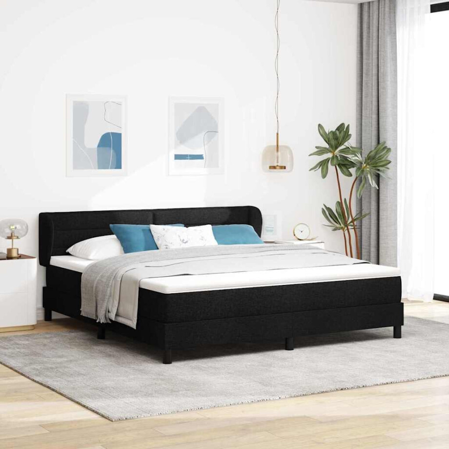 vidaXL Boxspringbed met matras met hoofdeinde Zwart 180 x 200 cm Stof afbeelding 1