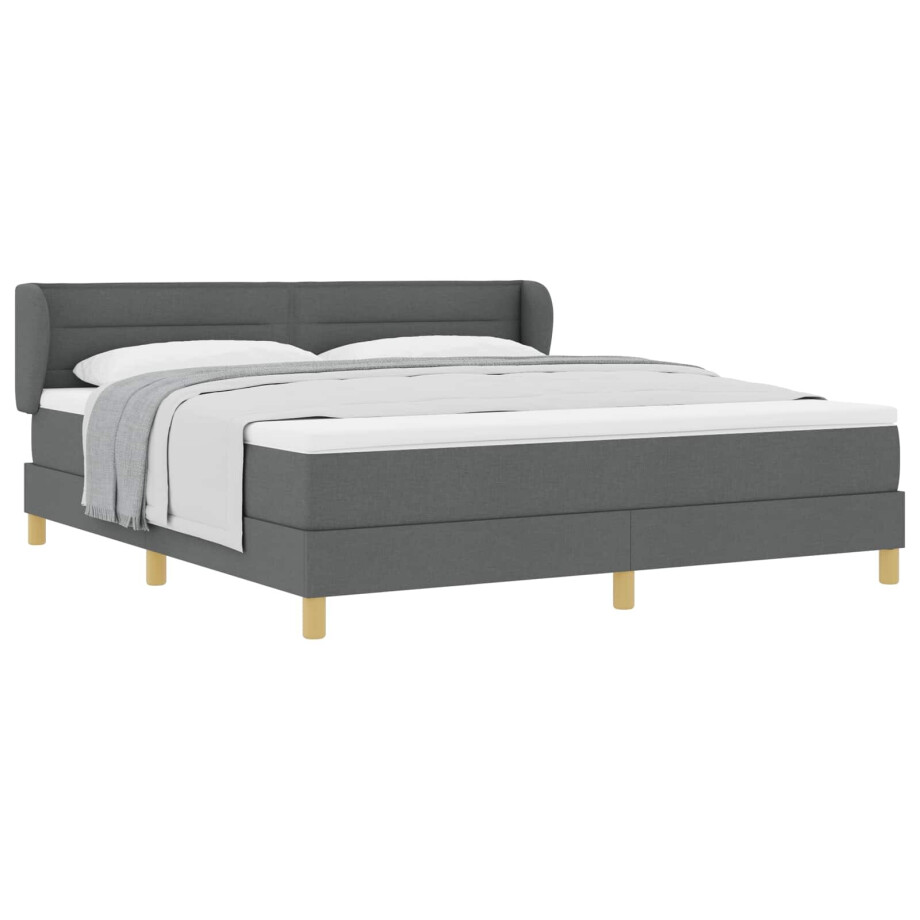 vidaXL Boxspringbed met matras Donkergrijs 180 x 200 cm Stof afbeelding 1