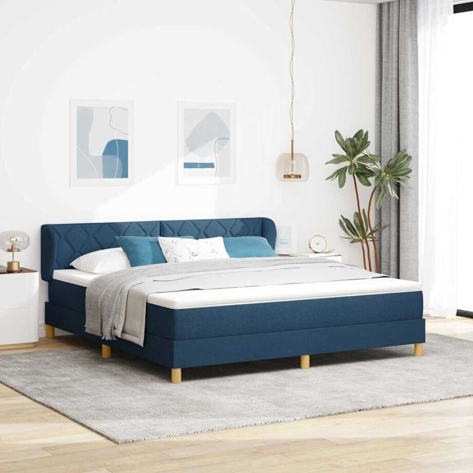 vidaXL Boxspringbed met hoofdeinde Blauw 180 x 200 cm Stof vidaXL Boxspringbed met hoofdeinde Blauw 180 x 200 cm Stof afbeelding 1