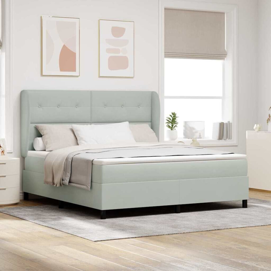 vidaXL Boxspringbed met matras Lichtgrijs 200 x 180 cm Fluweel vidaXL Boxspringbed met matras Lichtgrijs 200 x 180 cm Fluweel afbeelding 1