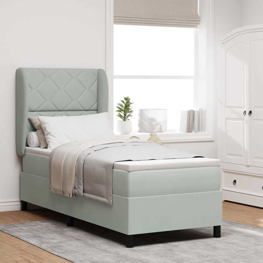 vidaXL Boxspringbed met hoofdeinde Lichtgrijs 200 x 80 cm Fluweel vidaXL Boxspringbed met hoofdeinde Lichtgrijs 200 x 80 cm Fluweel afbeelding 1