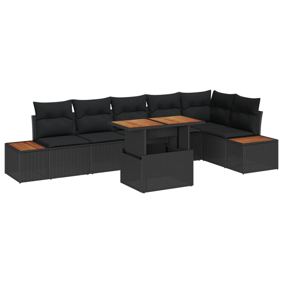 vidaXL Tuin Eetset met kussen 7 pcs Zwart en Bruin vidaXL Tuin Eetset met kussen 7 pcs Zwart en Bruin afbeelding 1