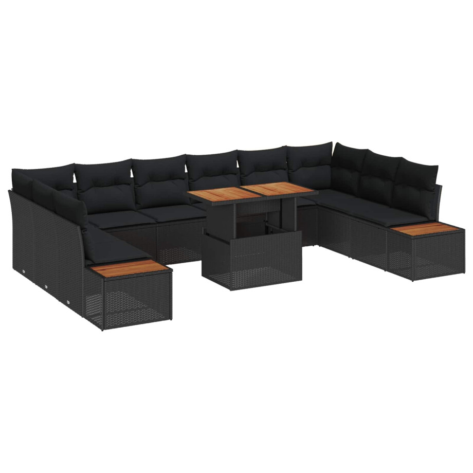 vidaXL Tuin Eetset met kussen 11 pcs Zwart en Bruin vidaXL Tuin Eetset met kussen 11 pcs Zwart en Bruin afbeelding 1