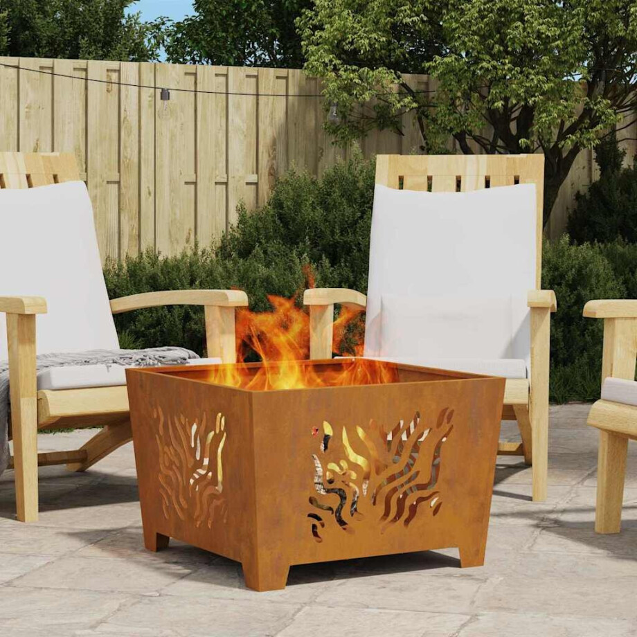 vidaXL Vuurkorf Bruin 60 x 60 x 40 cm Staal afbeelding 1