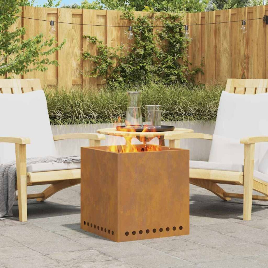 vidaXL Rookloze Vuurschaal Bruin 48 x 48 x 50 cm Staal afbeelding 1