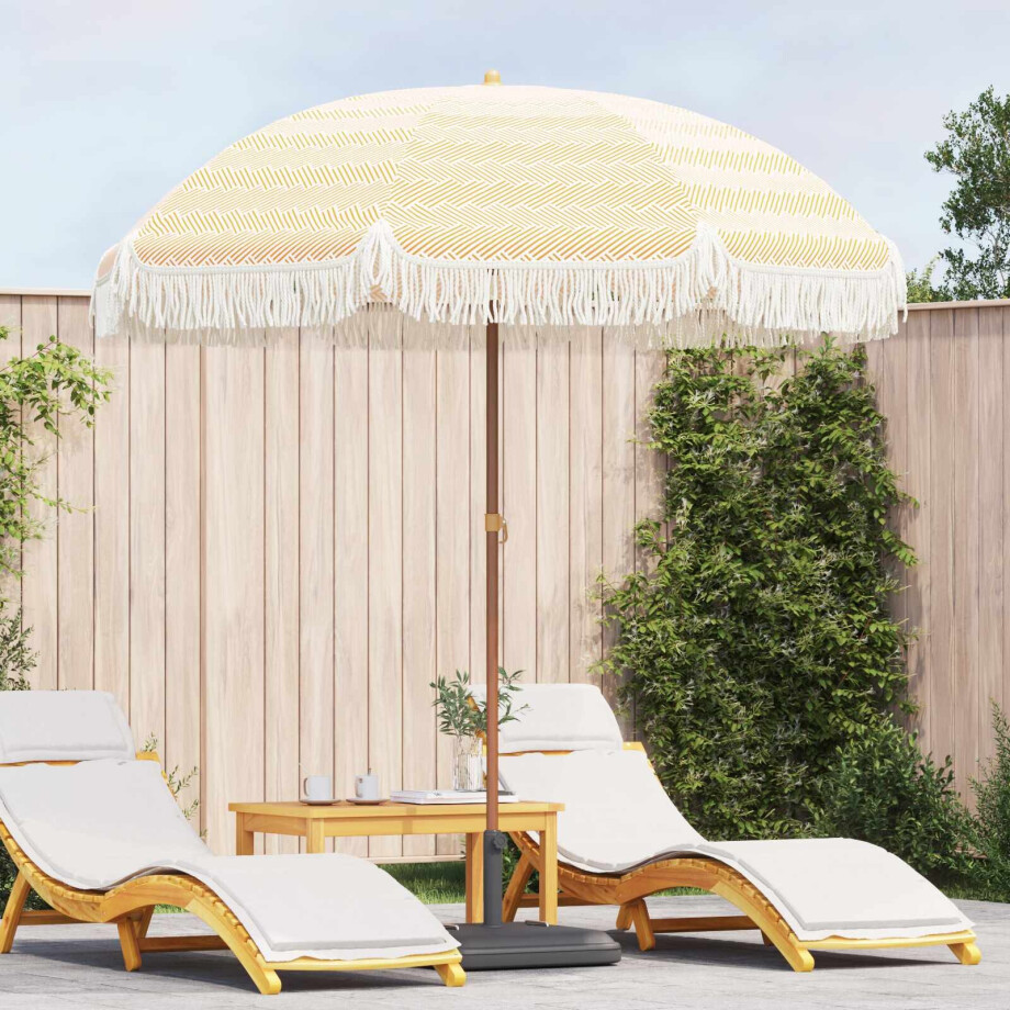 vidaXL Strandparasol Geel en Wit 205 x 205 x 210 cm Polyester en staal vidaXL Strandparasol Geel en Wit 205 x 205 x 210 cm Polyester en staal afbeelding 1