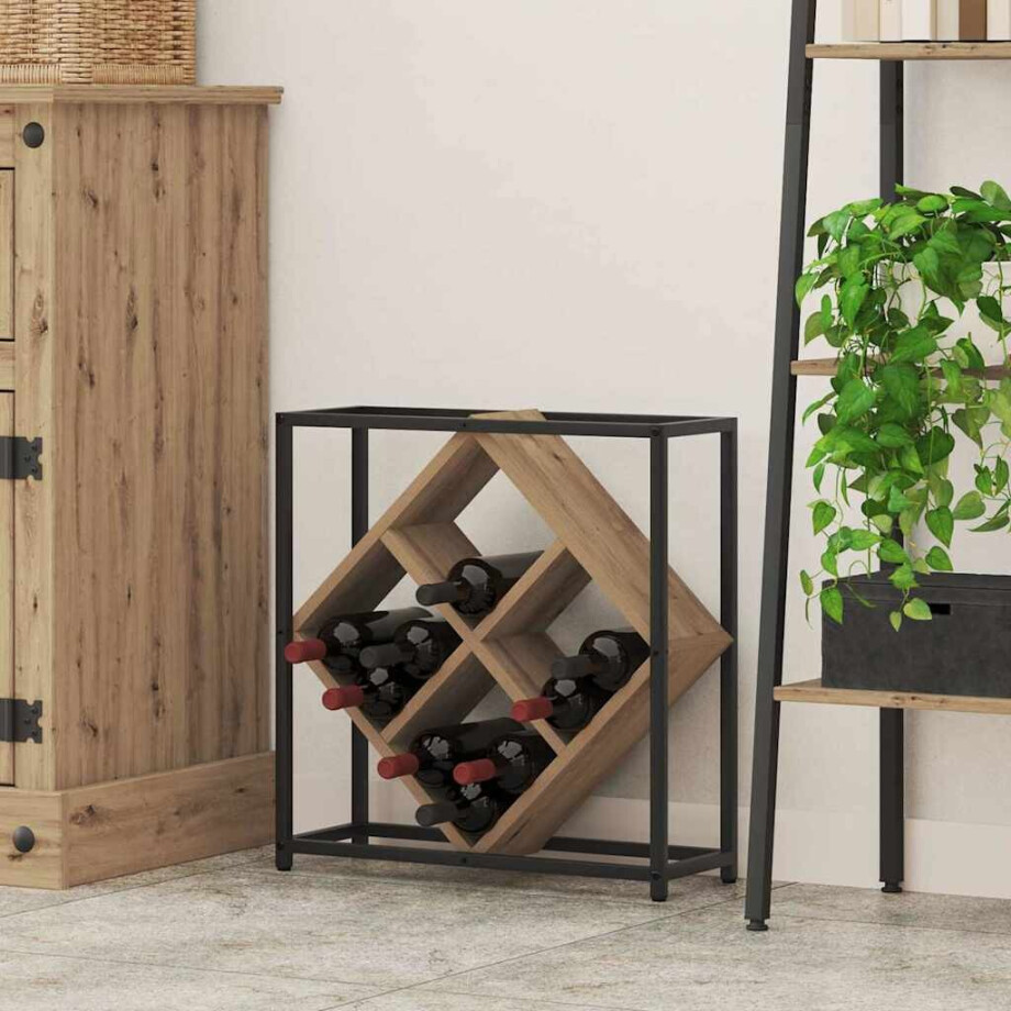vidaXL Wijnrek Artisan Eiken 51 x 18 x 52,5 cm Bewerkt hout afbeelding 1