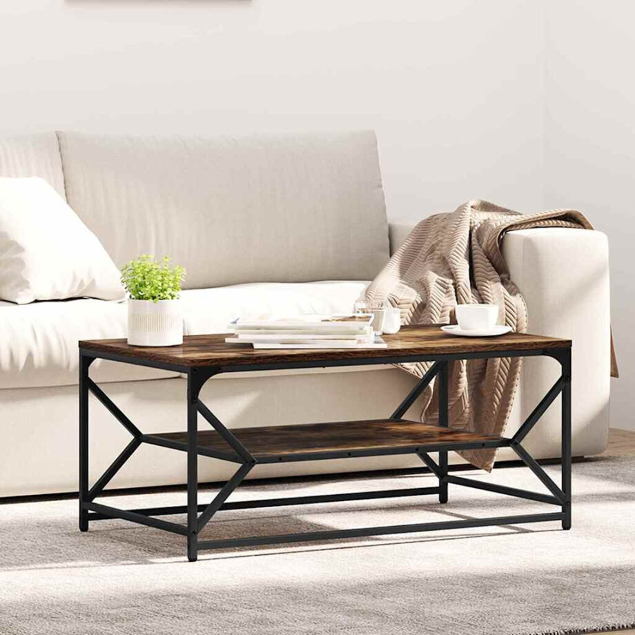 vidaXL Salontafel Gerookt eiken 90 x 50 x 40 cm afbeelding 1
