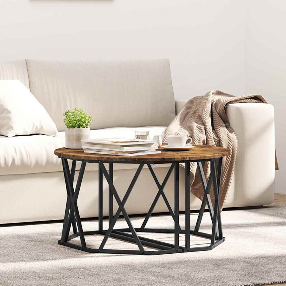 vidaXL Salontafel Gerookt eiken 80 x 80 x 42 cm afbeelding 1