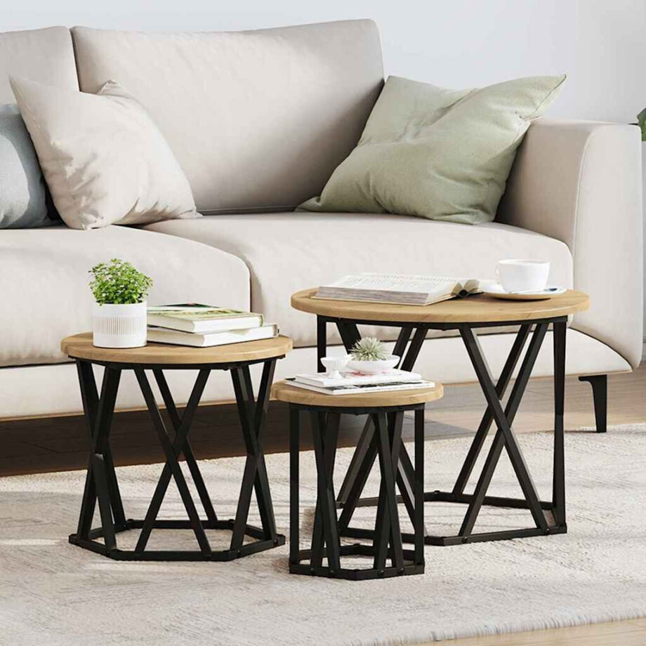 vidaXL Nestbare Bijzettafel 3 pcs Artisan Eiken afbeelding 1