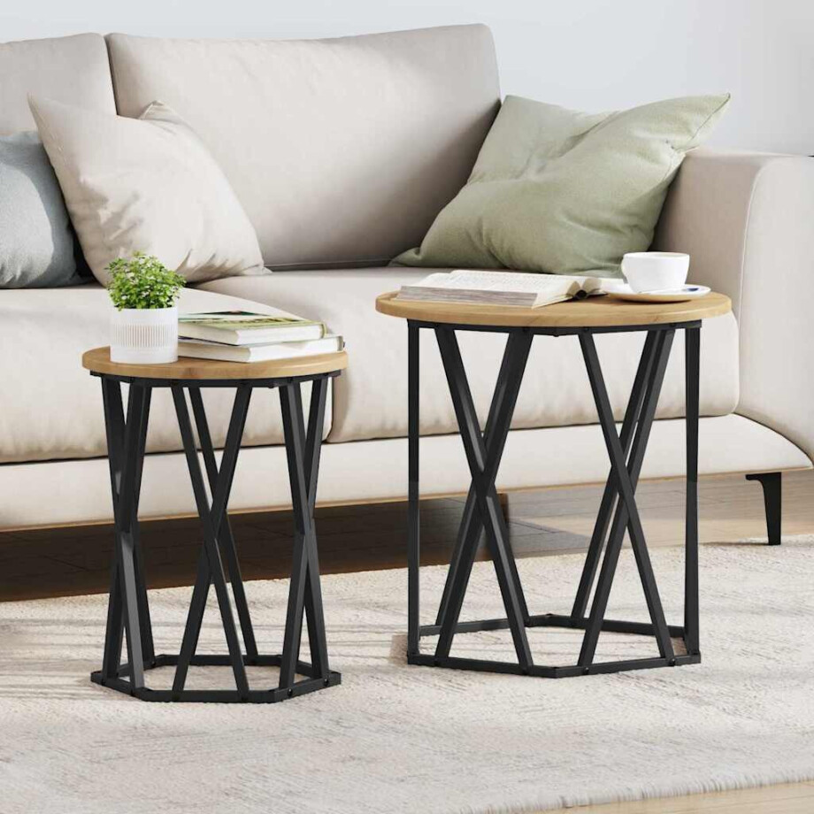 vidaXL Salontafel 2 pcs Artisan Eiken Engineered hout en staal afbeelding 1