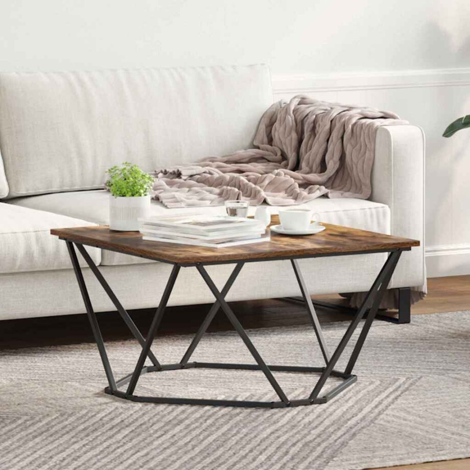 vidaXL Salontafel Gerookt eiken 80 x 80 x 45 cm afbeelding 1
